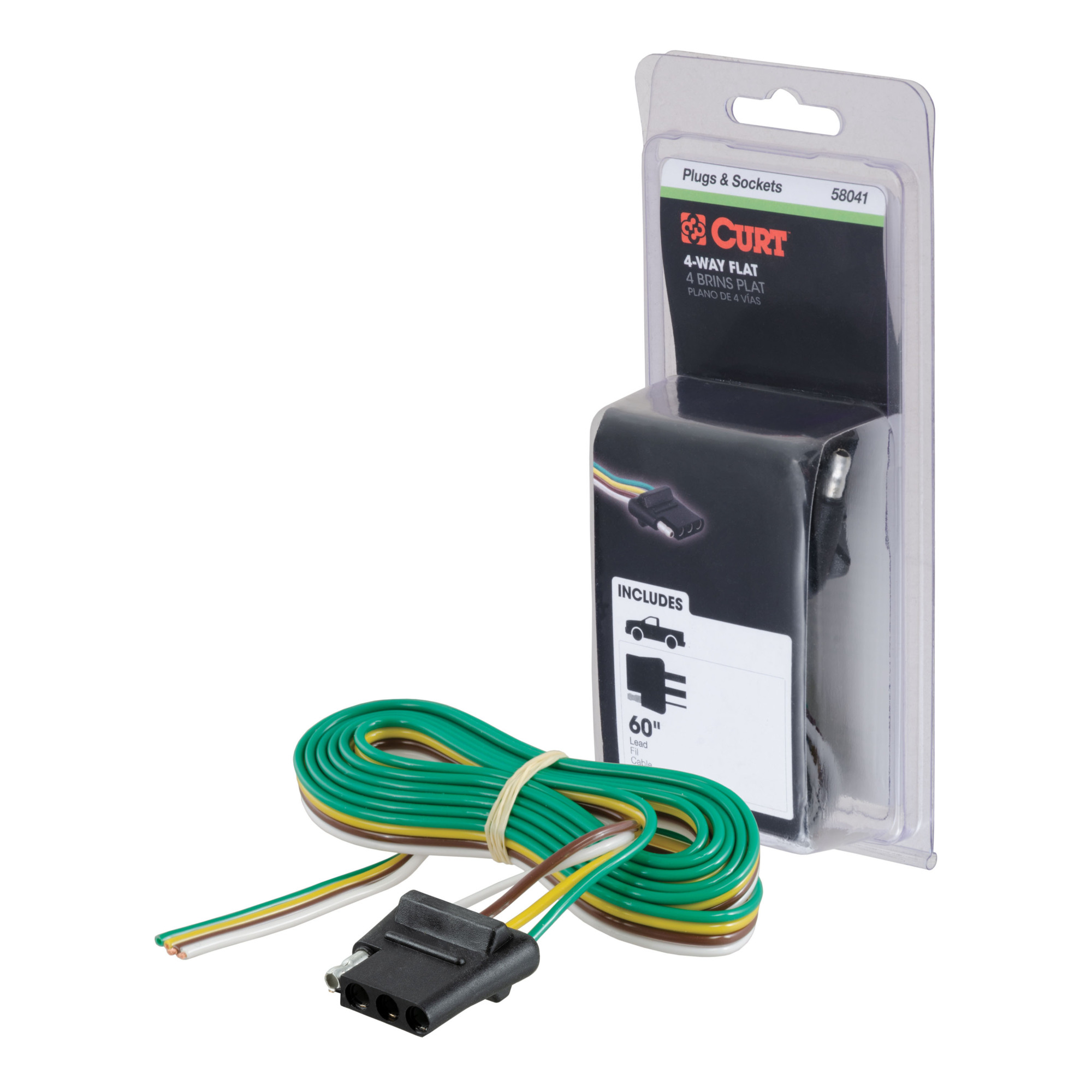 Curt Manufacturing Vehicle-Side 4-Pin Flat Trailer Wiring Harness — 60in. Wires, Rubber-Molded, Model# 58041